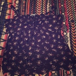 Navy Blue Floral Cut-Out Tank